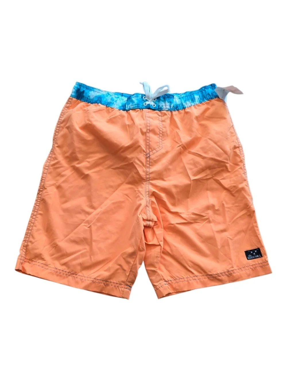 Big Chill Peach Swim Trunks with Blue Waistband Teen Boy 18